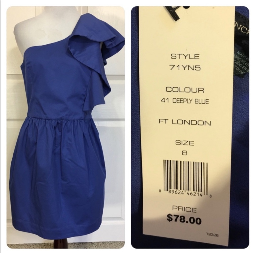 French Connection Blue one shoulder dress